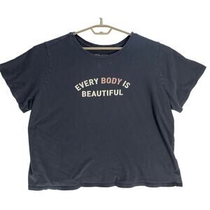 Ava Viv Women Tee Shirt Top Plus 2X Gray Every Body Is Beautiful 100% Cotton